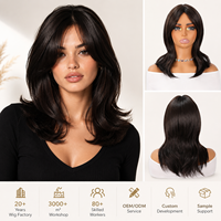 Perruque synthétique haute température pour femme, brun chocolat foncé, coupe bob dégradé avec frange latérale, résistante à la chaleur, effet naturel