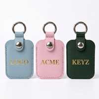 Porte-clés personnalisé avec logo, porte-cartes en PVC grainé cuir, étui pour badge d'identification avec anneau métallique, pour carte d'accès U Shield
