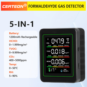 CO₂ TVOC Formaldéhyde HCHO Température <span class=keywords><strong>Humidité</strong></span> Détection en Temps Réel Moniteur Portable Qualité Air Intérieur 5 en 1 - Product Image 2