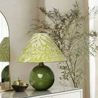 Lampe de chevet en céramique de style pastoral chinois vintage, décoration créative rétro verte pour la maison, veilleuse