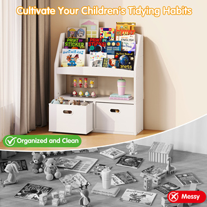 Hiện Đại 5-Hai Lớp Không Thấm Nước Phòng Khách Bằng Gỗ Kệ Sách Và Cuốn Sách Hiển Thị Trẻ Em Đồ Chơi Lưu Trữ Tủ Tổ Chức - Product Image 3