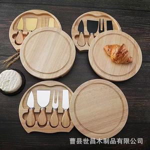 Tabla de Quesos Redonda de Madera de Acacia Shichang de 20 cm, Plato Resistente para Carne, Ideal para Camping - Product Image 4