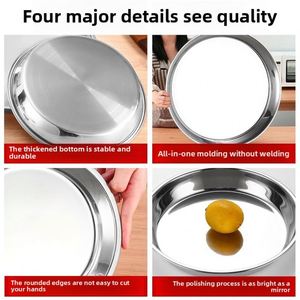Platos de Servir de Diferentes Tamaños Personalizados, Platos para Ensalada de Cocina, Plato de Acero Inoxidable para Comida, Bandeja Redonda para Frutas - Product Image 4