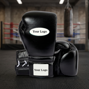Gants de boxe noirs à lacets, légers, imperméables, en cuir PU, avec logo personnalisé, pour l'entraînement – Offre Spéciale - Product Image 3