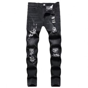 Pantalon cargo streetwear coréen tendance pour homme, jean délavé ample en denim pour adolescents, brodé pour les fêtes de printemps - Product Image 1
