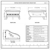Boîte à bijoux en métal style piano à queue, motif rose en relief, vintage, en velours, organisateur de bagues, cadeaux pour les amateurs de musique, cadeaux de mariage, décoration de table