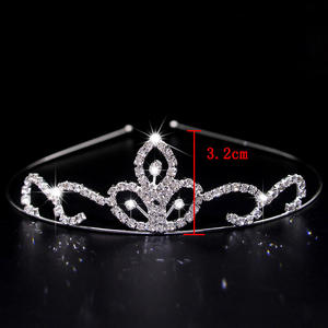 Atacado de latão com garra cristal strass crianças tiara bandana princesa elegante coroa para meninas nupcial casamento baile de formatura festa de aniversário - Product Image 2