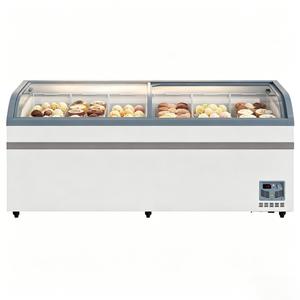 Congelador móvil con vitrina curva de 78 pulgadas, con puerta corrediza de vidrio, tipo isla, para supermercado, ideal para carne congelada y aperitivos. - Product Image 4