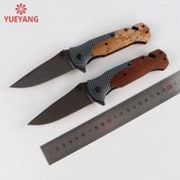 Couteau pliant personnalisé YUEYANG avec manche en bois d'olivier gravé au Laser lame revêtue de titane poche extérieur EDC couteau bricolage vente de qualité