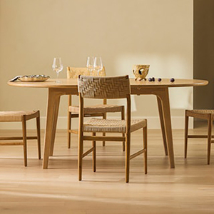 Meubles de cuisine en bois ovales extensibles de style <span class=keywords><strong>scandinave</strong></span>, finition naturelle, pour une salle à manger d'intérieur luxueuse - Product Image 4