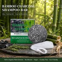 Barre de shampoing au charbon de bambou 60g avec filet moussant, réversible pour cheveux gris, nettoyage en profondeur, contrôle du sébum, nourrissant le cuir chevelu, végétalien