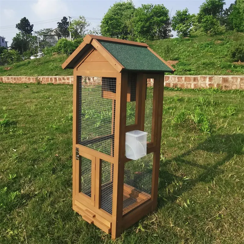 High Quality Garden Solid Eco-Friendly Outdoor Galvanized Mesh Wood Bird Cages With Feeder