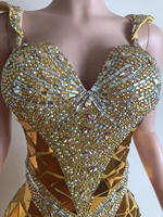 NOVANCE Y1800-D Robe de Soirée Maxi Scintillante Dorée 2022, Robe de Bal à Paillettes et Bretelles pour Femmes
