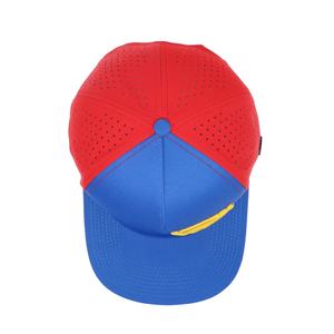 Casquette de baseball sportive 5 panneaux personnalisée de haute qualité, bicolore, broderie 3D avec trous découpés au laser, casquette de performance en gros - Product Image 5