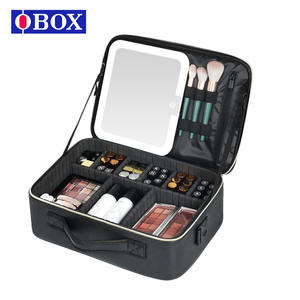 Trousse de Maquillage Obox avec Miroir, Grande Capacité, Sac Cosmétique de Voyage, Fermeture Éclair, Matière PVC, Noir - Product Image 1