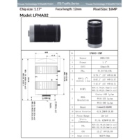 Objectif de capture intelligent F1.0 1/1.17" 12mm 12MP à mise au point manuelle électrique pour surveillance de la circulation et lumière noire ITS
