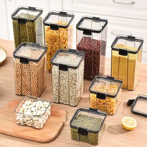 Kitchen Food Storage Jar Plastic Spice Bean Condiment Storage Container with Lid