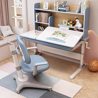 Bureau en bois massif avec étagère intégrée, table d'étude réglable pour enfants, idéal pour les élèves du primaire et du secondaire, chambre à coucher moderne