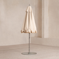 Parasol de jardin vintage robuste de 2,4 m, personnalisé OEM, de qualité supérieure, blanc, avec franges et pompons en coton, pour piscine