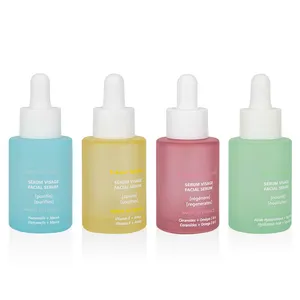 Frascos de vidro foscos luxuosos 20ml, 30ml, 40ml, 50ml, 60ml, 80ml, 100ml, coloridos, azul, amarelo, rosa, verde, para ombros