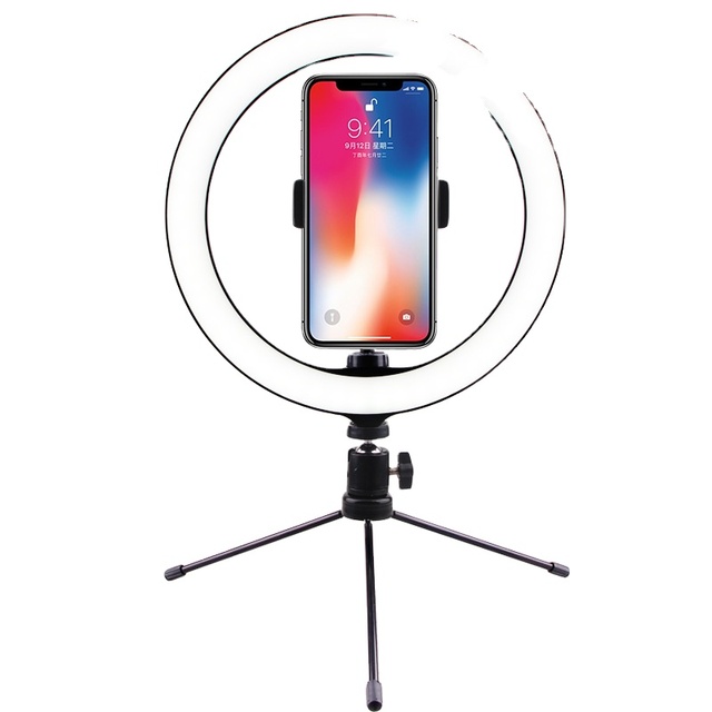 3000-6500k Table Led Selfie Light Ring with Tripod Stand and Phone Holder for Makeup Video 10 Inch Ring Light with Tripod Stand