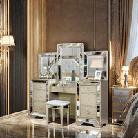 Coiffeuse en bois Offre Spéciale rétro miroir vanité ensemble commode armoire pour meubles de chambre