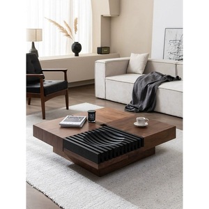<b>Modern</b> Walnut <b>Coffee</b> <b>Table</b> With Storage <b>Black</b> Walnut Wood Living Room Furniture Solid Wood Minimalist Design - Product Image 1