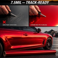 Film de protection de peinture (PPF) pour voiture en TPU chromé rouge brillant effet métal liquide, anti-rayures, 1,52 x 15 m, 7,5 mil