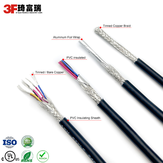 22awg 24awg 26awg 28awg 4 Core ul 2464 Braided Computer Electrical Cable Wire 300v 26awg Pvc 4 Cores Cables