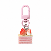 Porte-clés en résine imitation alimentaire, pendentif ananas, fraise, pain grillé, breloques de sac mignonnes et kawaii, cadeau pour filles