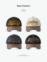 Casquette de baseball vintage personnalisée en denim délavé à 6 panneaux |   Unisexe 100% coton Boucle en métal Style délavé Hip Hop Streetwear Tout