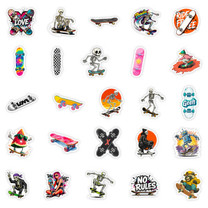 New 56 <b>Sheets</b> Cool Skateboard Stickers Creative Street Style Cool Skateboard Decoration Material Waterproof Graffiti Stickers - Product Image 2