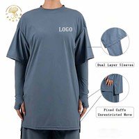 Ensemble musulman pour femmes, vêtements islamiques conservateurs, manches longues, couleur unie, logo personnalisé du fabricant, confortable et élégant