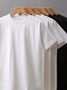 High Quality Cotton Plain Blank Crewneck Embroidered Logo 200g 220g 240g T Shirt Heavy Cotton Men Tshirt - Product Image 6