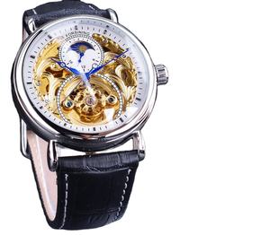 Yeni forsining avrupa ve amerikan erkek saati moda casual hollow ay fazı oyma içi boş otomatik mekanik izle - Product Image 1