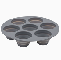 Moule à gâteau pliable en silicone de qualité alimentaire à sept trous, plateau de cuisson carré en forme d'étoile rose, outil de bricolage pour gâteau avec sac emballé