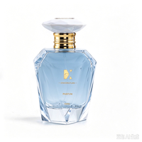 Flacon de parfum en verre à col serti de 100 ml, flacon vide à facettes avec pompe dorée et capuchon diamant