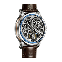 Montres automatiques squelette pour hommes d'affaires avec tourbillon, boîtier en acier inoxydable, conception d'usine et personnalisation par lots, pour marque privée