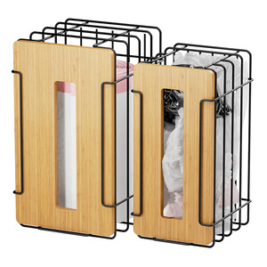 Support mural pour sacs poubelles, blanc, lot de 2, organisateur de cuisine suspendu, forme rectangulaire - Product Image 2