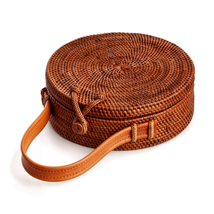Customized Straw Handbags Crafts Round Rattan <b>Bag</b> for <b>Women</b> Handmade Woven Purse Circle Square Oval Brown Straw Boho <b>Bags</b> - Product Image 3