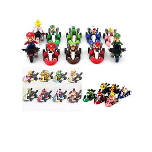 Set toy 8 pz/set Super-Mario Racing car Pull back car PVC Action Figure Model Toys Classic game Collection Doll all'ingrosso