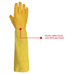 Guantes de piel de vaca y vaca para mujer, manguitos amarillos de manga larga, transpirables, de poda y deshierbe, 3D de malla, personalizados, para jardinería, novedad - Product Image 2