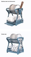 Égouttoir à Vaisselle Multifonctionnel Double Étage en Plastique pour Cuisine, Rangement et Séchage des Bols et Assiettes