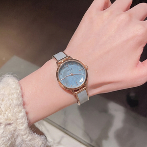 Reloj de cuarzo CILOA para mujer, esfera redonda, correa de cuero, reloj de pulsera analógico resistente al agua, reloj de moda minimalista para uso diario - Product Image 4