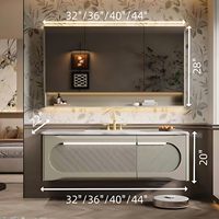 2026 OEM Ensemble de meubles de salle de bain moderne en bois massif, avec table, armoire, miroir et éléments en cuivre, pour chambre, salle à manger et entrepôt, à fixation murale