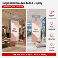 Papan Tanda Digital Gantung Dua Sisi Android CMS Cloud Management Multi Store Push 65 Inch