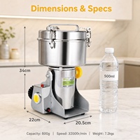 Mesin Penggiling Bumbu Elektrik Multifungsi Rumah Tangga untuk Kopi, Rempah, dan Herbal, Kapasitas 800g, Bahan Stainless Steel