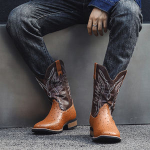 Bottes de cowboy en PU pour hommes, vente en gros, fabrication sur mesure, bottes de cowboy western pas chères, design mexicain tendance pour hommes - Product Image 5