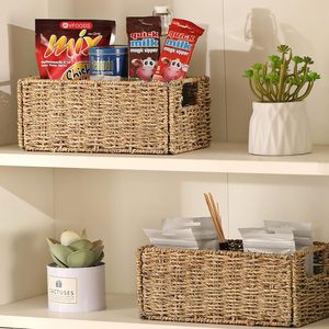 <span class=keywords><strong>Cestini</strong></span> di stoccaggio di fanerogame di mare <span class=keywords><strong>cestini</strong></span> di carta igienica <span class=keywords><strong>piccoli</strong></span> <span class=keywords><strong>cestini</strong></span> di <span class=keywords><strong>vimini</strong></span> con manici per l'organizzazione di scaffali da bagno organizzatore dispensa - Product Image 6