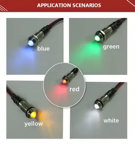 Wholesale 6mm 8mm 12mm 16mm 2-240V Waterproof Green Lamp Wired Signal Indicator Light